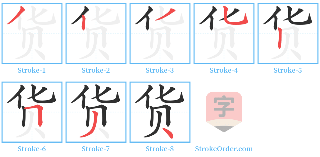 货 Stroke Order Diagrams
