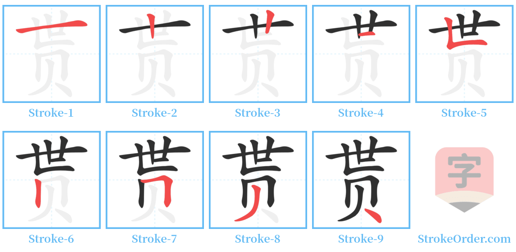 贳 Stroke Order Diagrams