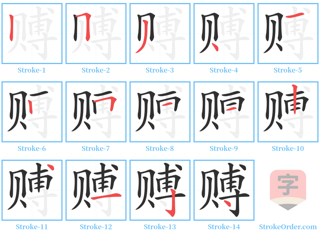 赙 Stroke Order Diagrams