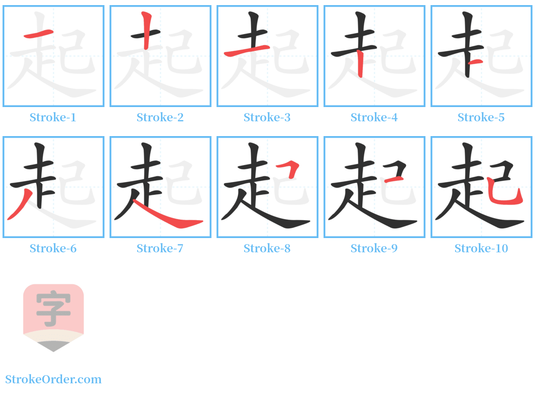 起 Stroke Order Diagrams