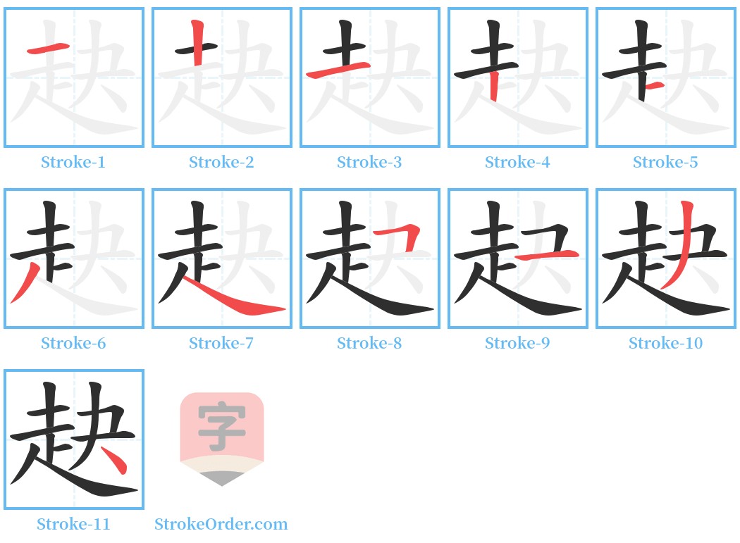 赽 Stroke Order Diagrams