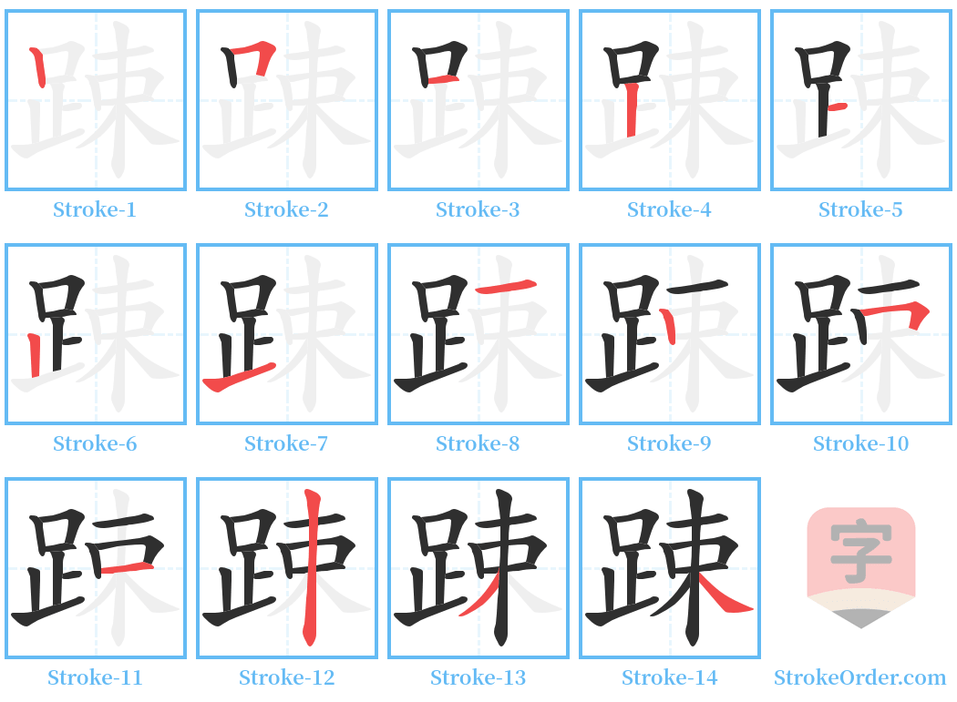 踈 Stroke Order Diagrams