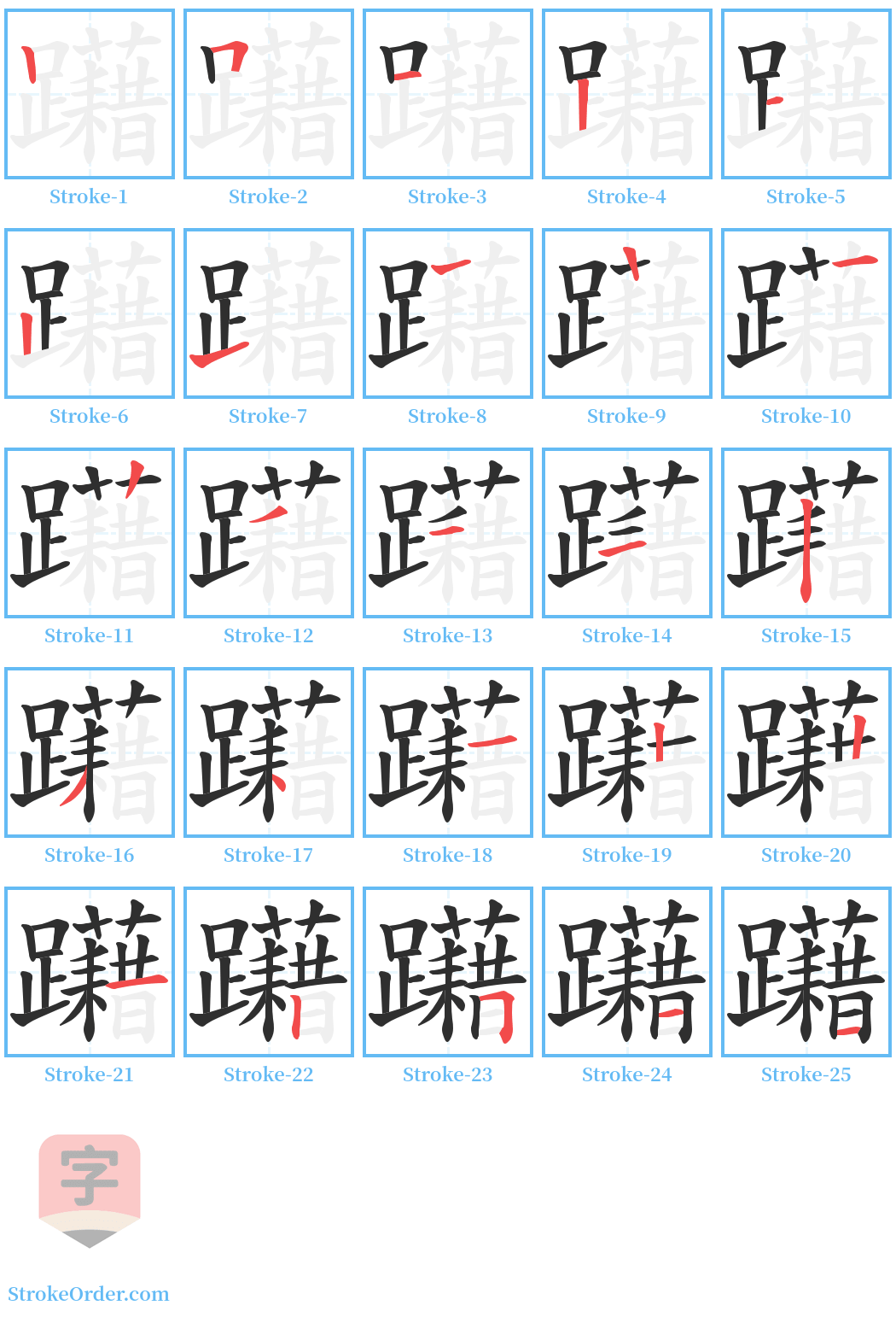 躤 Stroke Order Diagrams