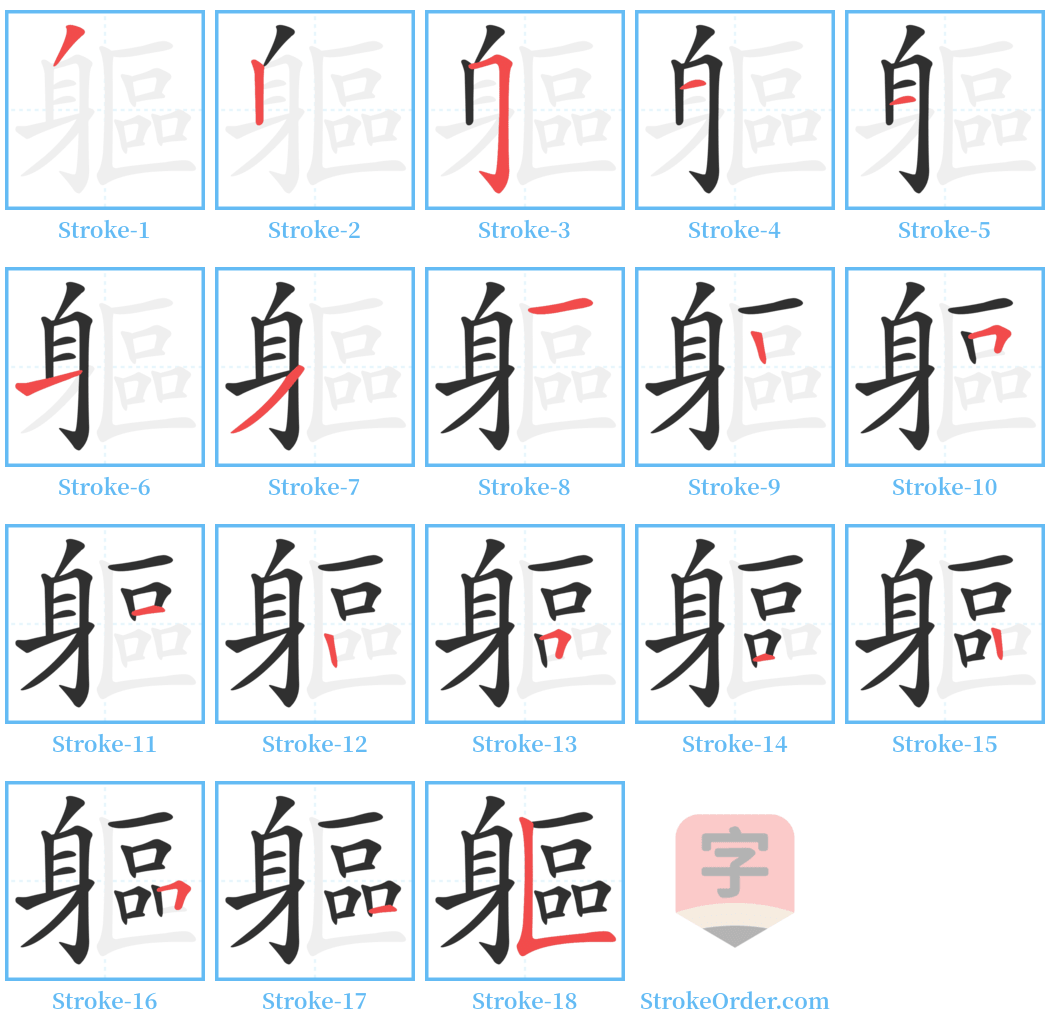 軀 Stroke Order Diagrams