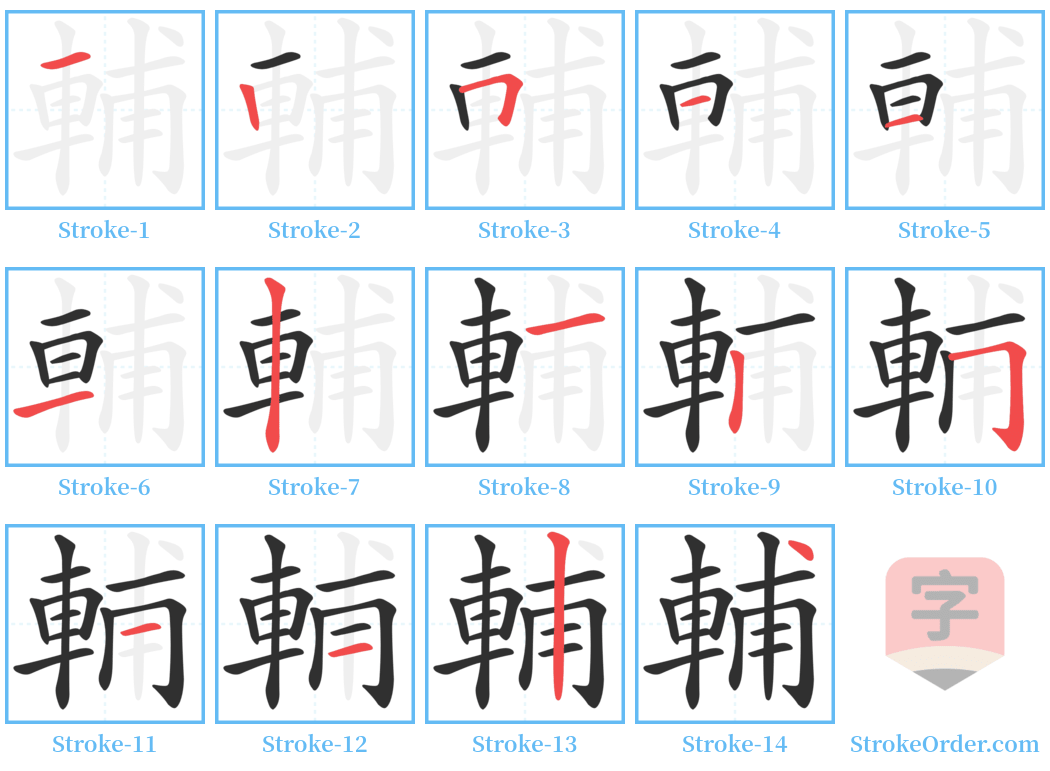 輔 Stroke Order Diagrams