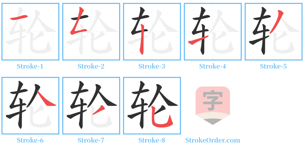轮 Stroke Order Diagrams
