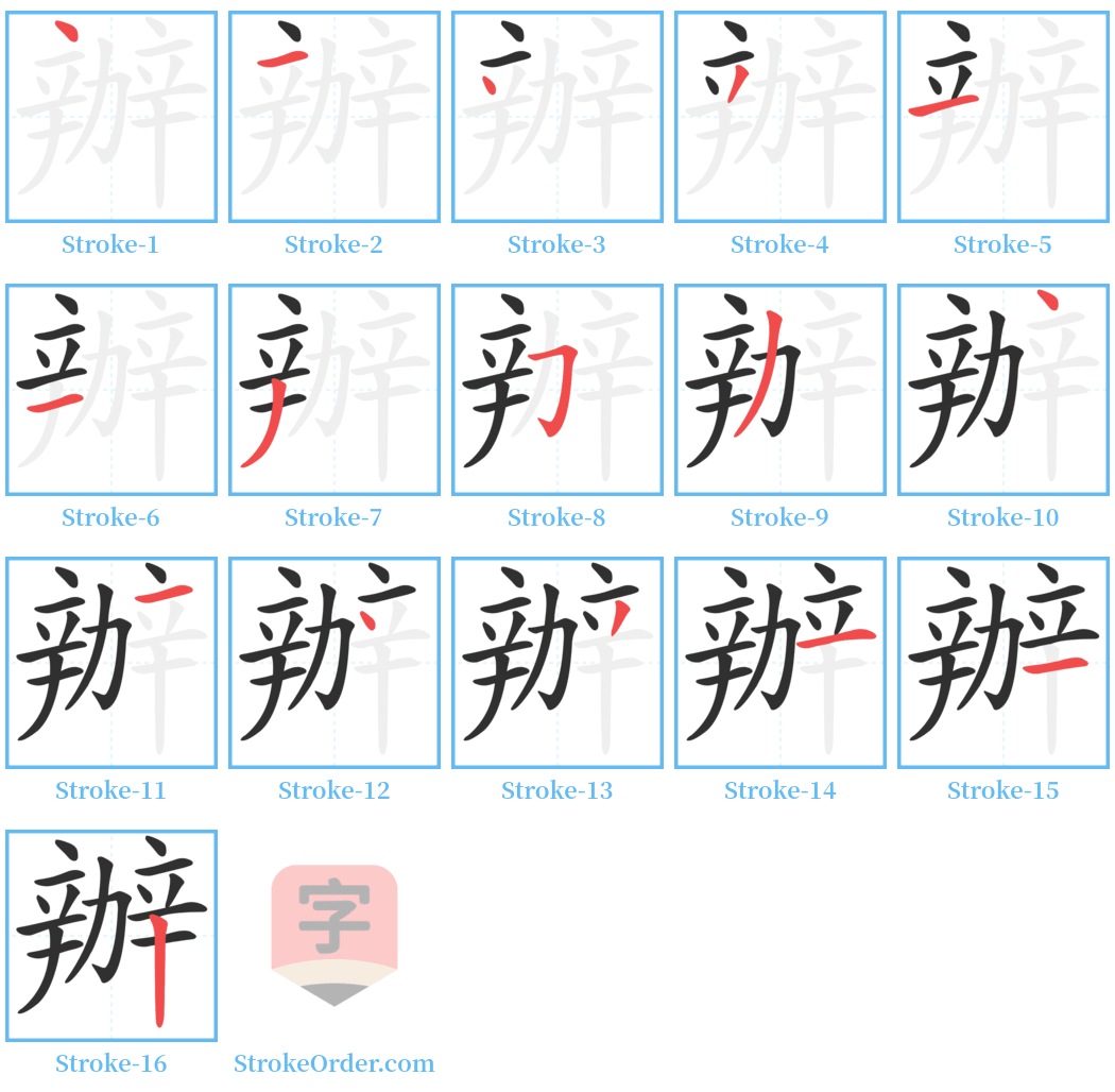 辦 Stroke Order Diagrams