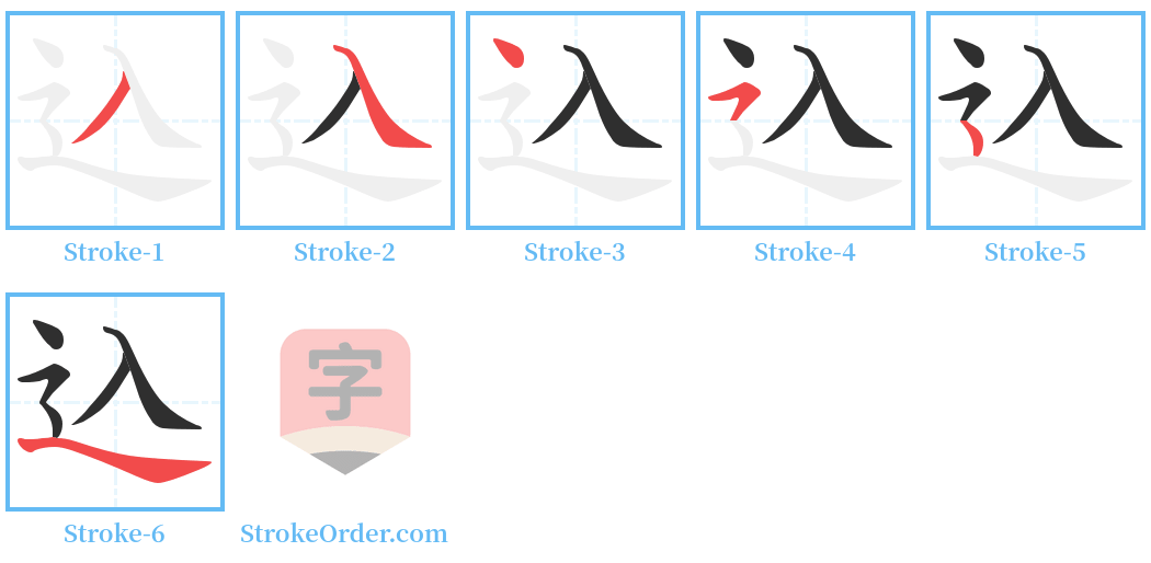 込 Stroke Order Diagrams
