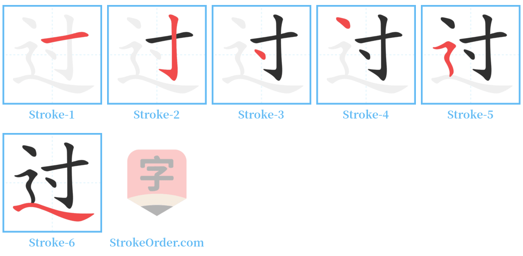 过 Stroke Order Diagrams