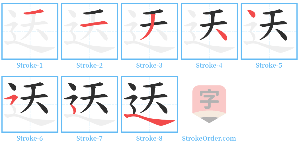 迗 Stroke Order Diagrams