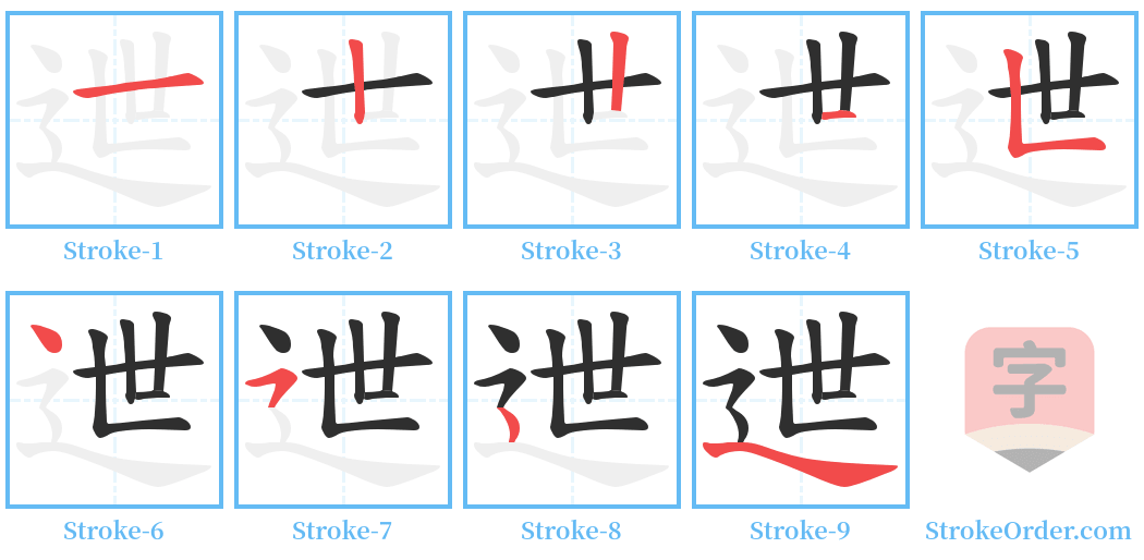迣 Stroke Order Diagrams