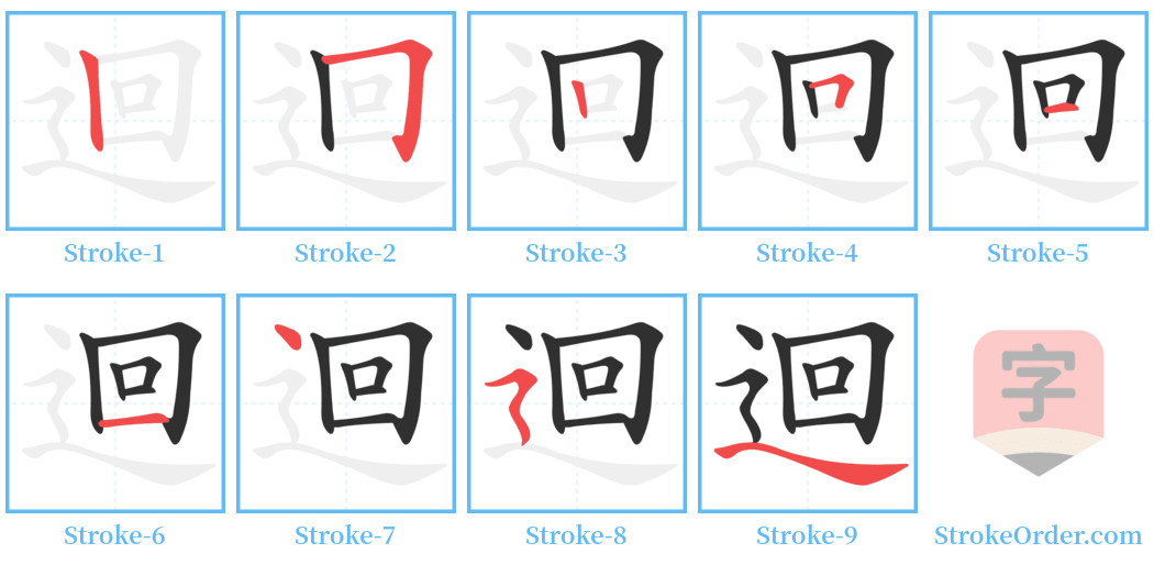 迴 Stroke Order Diagrams