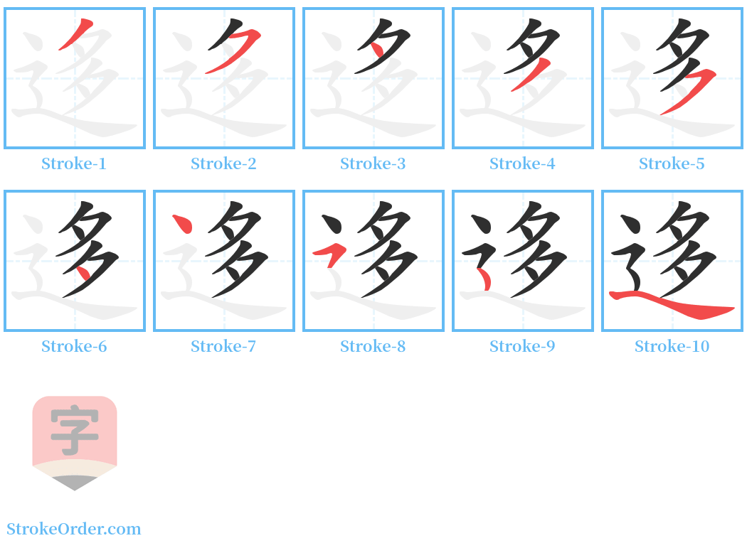 迻 Stroke Order Diagrams