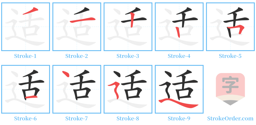 适 Stroke Order Diagrams