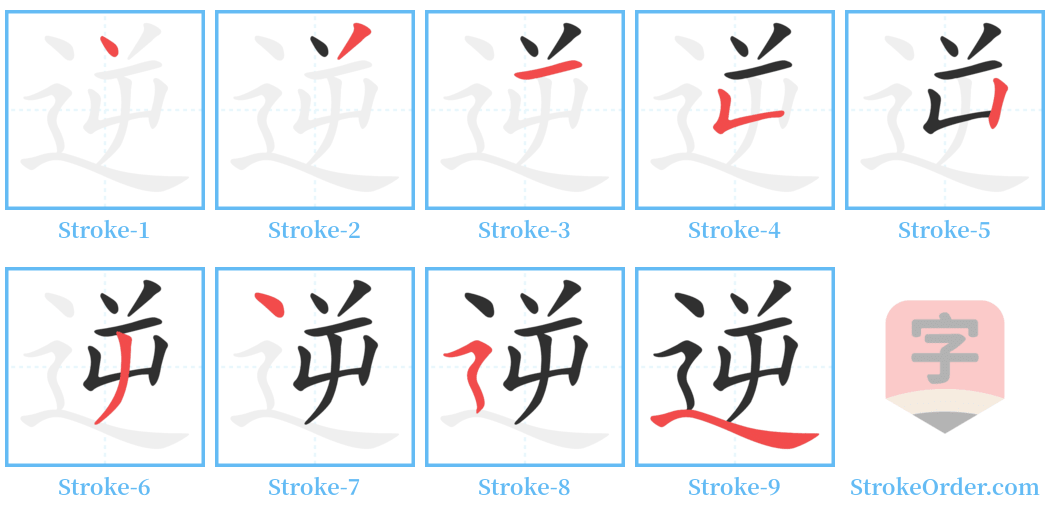 逆 Stroke Order Diagrams