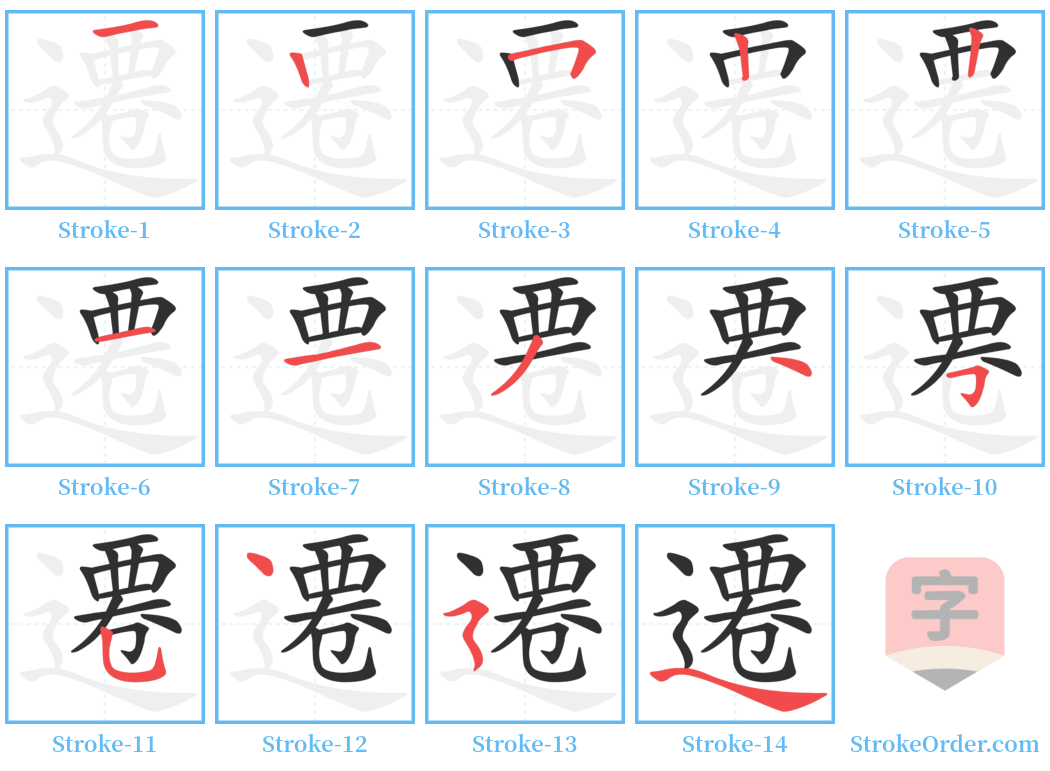 遷 Stroke Order Diagrams