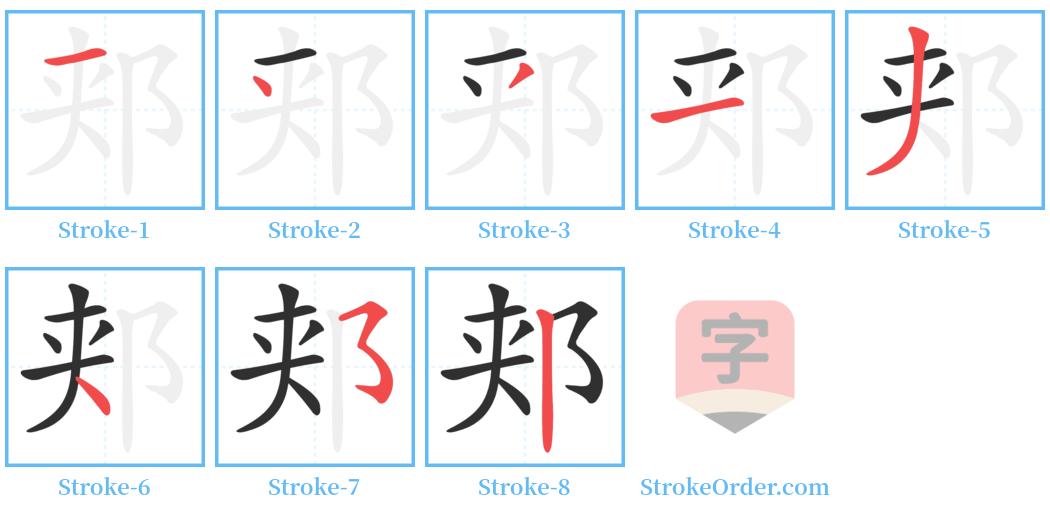 郏 Stroke Order Diagrams