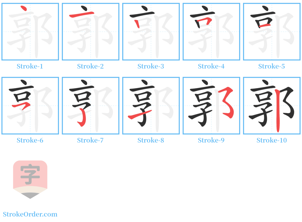 郭 Stroke Order Diagrams