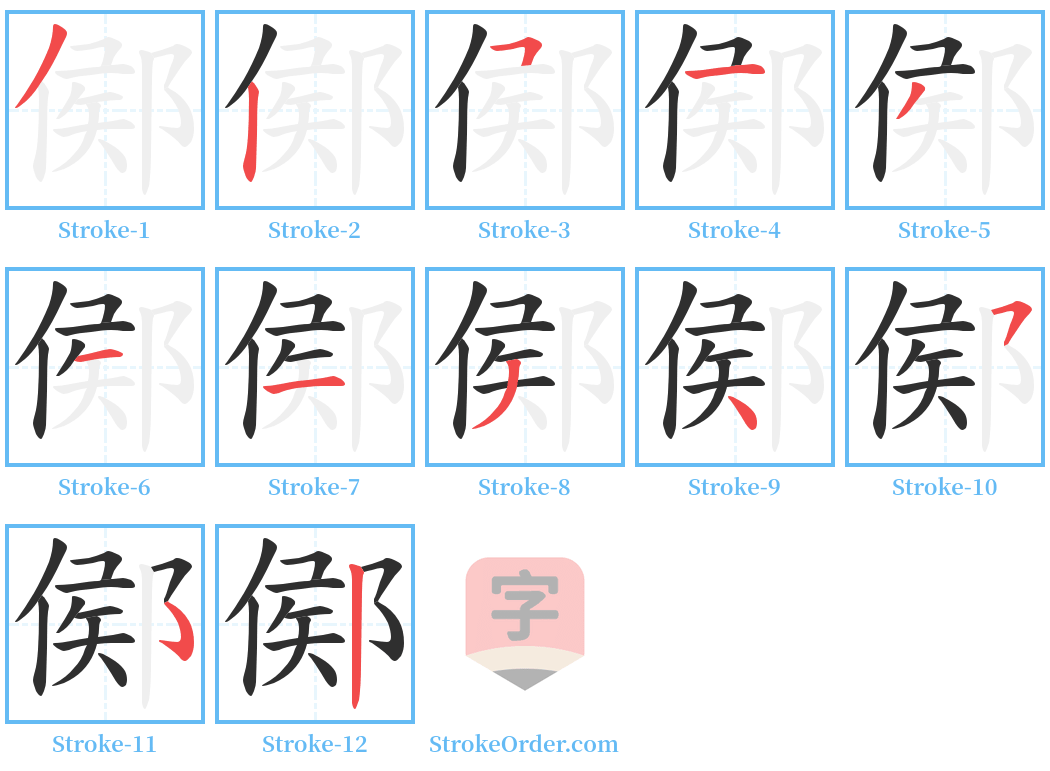 鄇 Stroke Order Diagrams