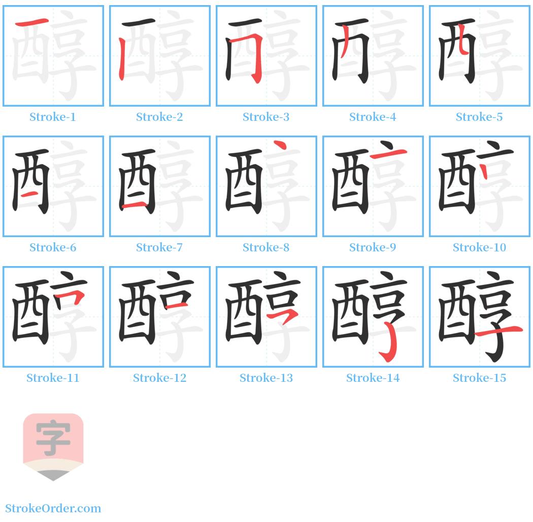 醇 Stroke Order Diagrams