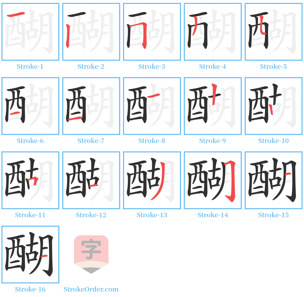 醐 Stroke Order Diagrams