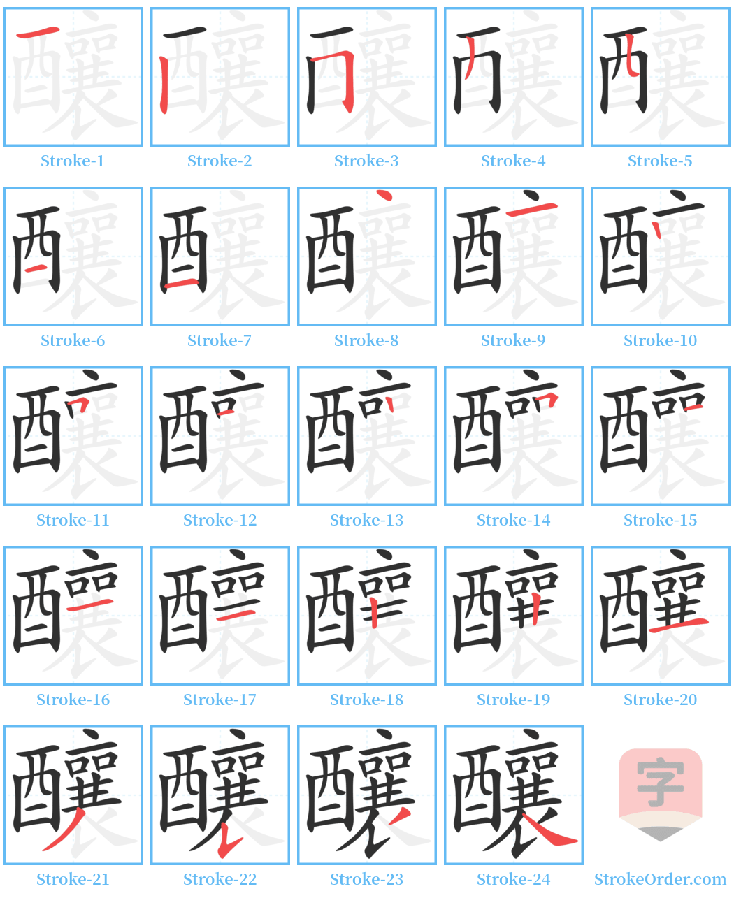 釀 Stroke Order Diagrams