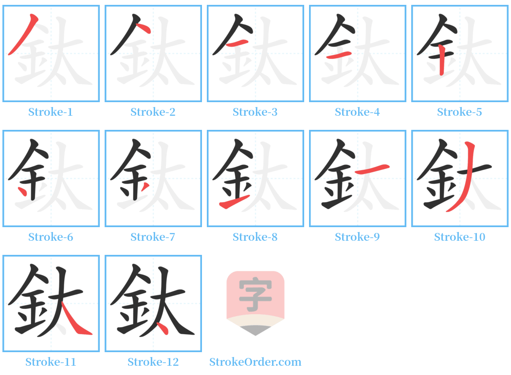 鈦 Stroke Order Diagrams