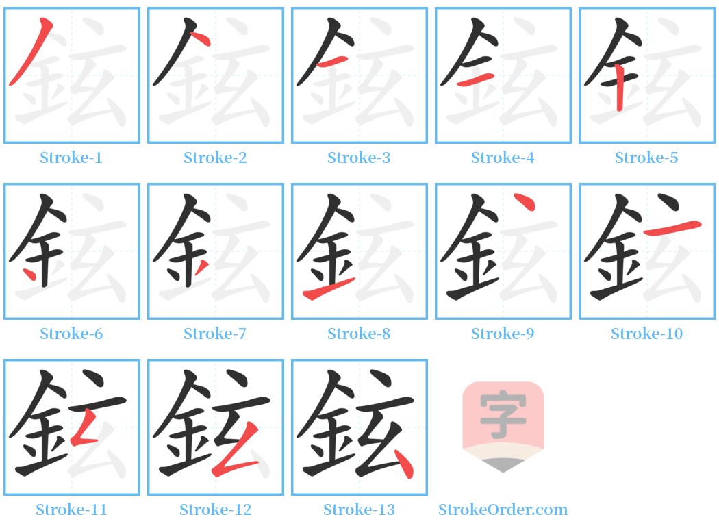 鉉 Stroke Order Diagrams