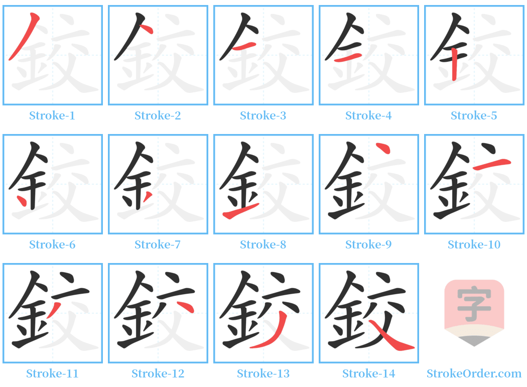 鉸 Stroke Order Diagrams