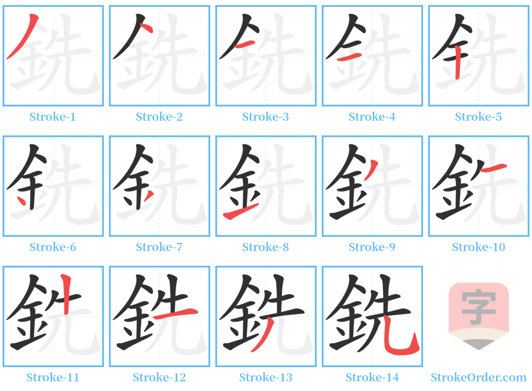 銑 Stroke Order Diagrams