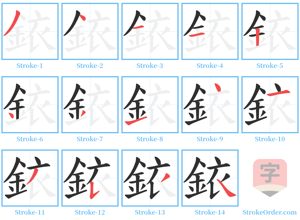 銥 Stroke Order Diagrams