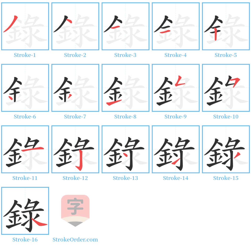 録 Stroke Order Diagrams