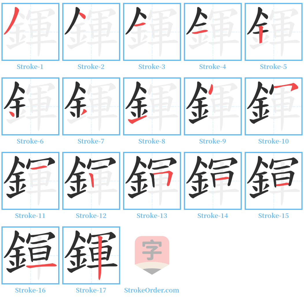 鍕 Stroke Order Diagrams