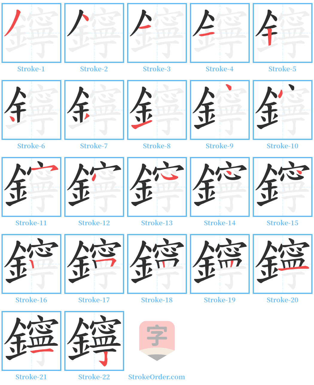 鑏 Stroke Order Diagrams