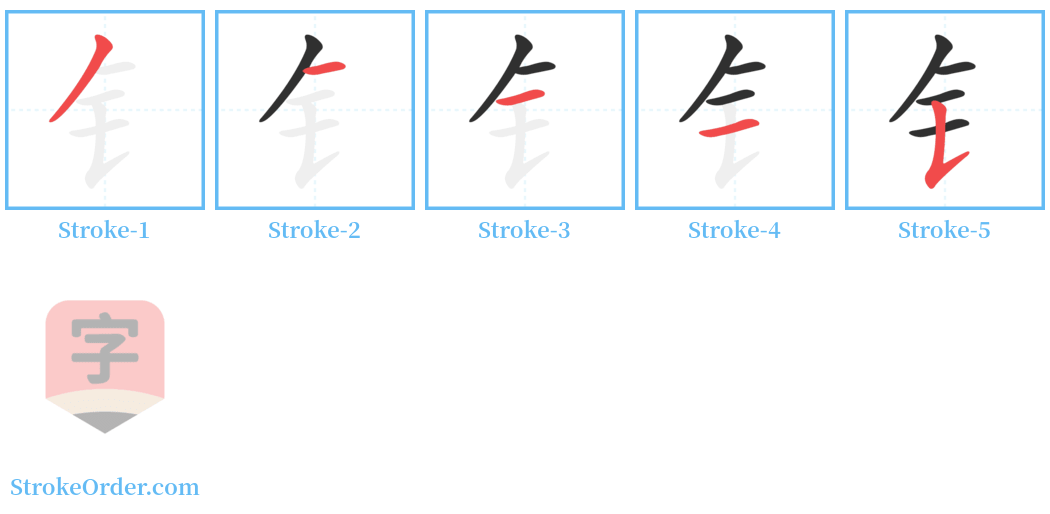 钅 Stroke Order Diagrams