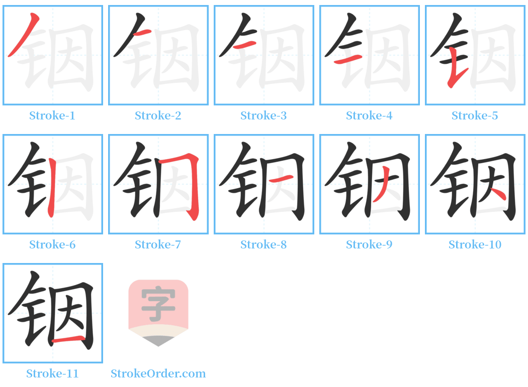 铟 Stroke Order Diagrams