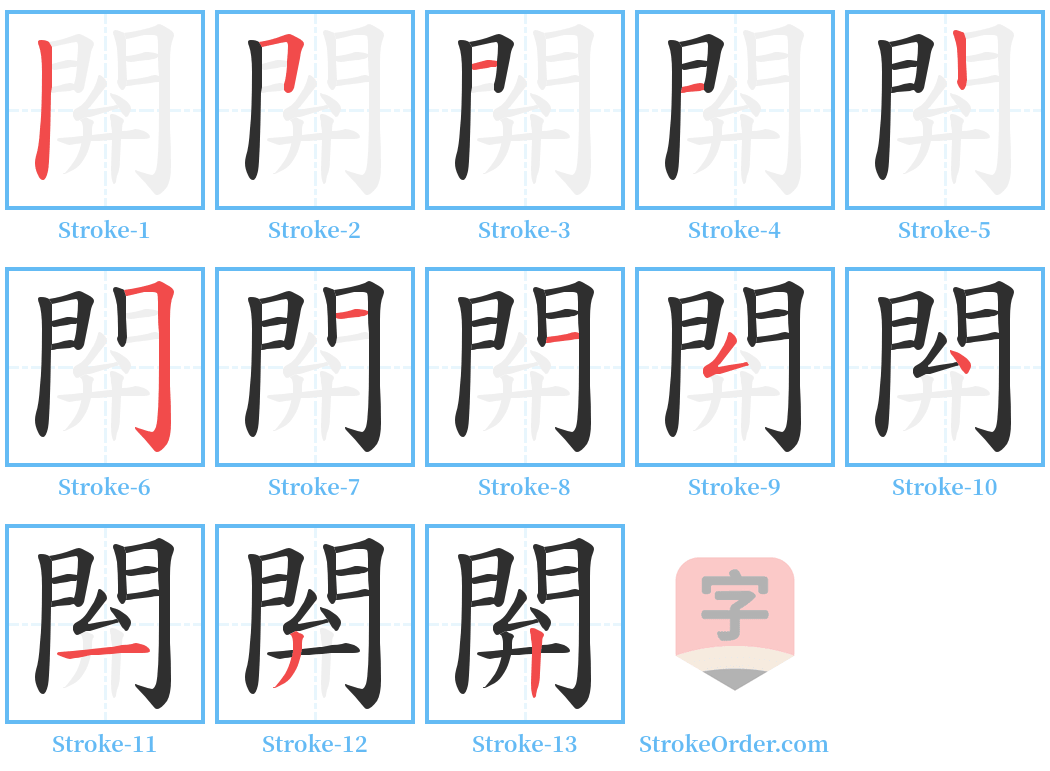 閞 Stroke Order Diagrams