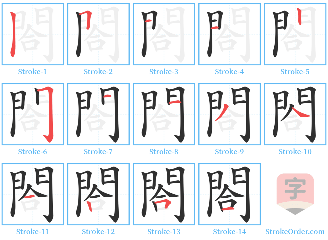 閤 Stroke Order Diagrams