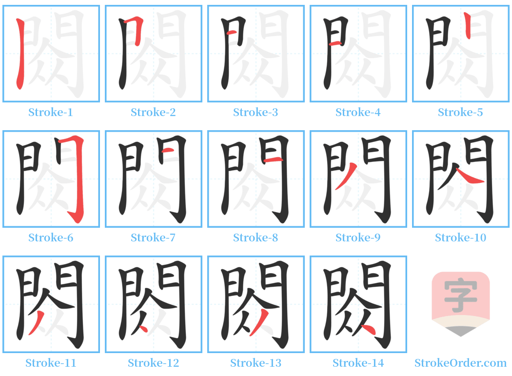 閦 Stroke Order Diagrams