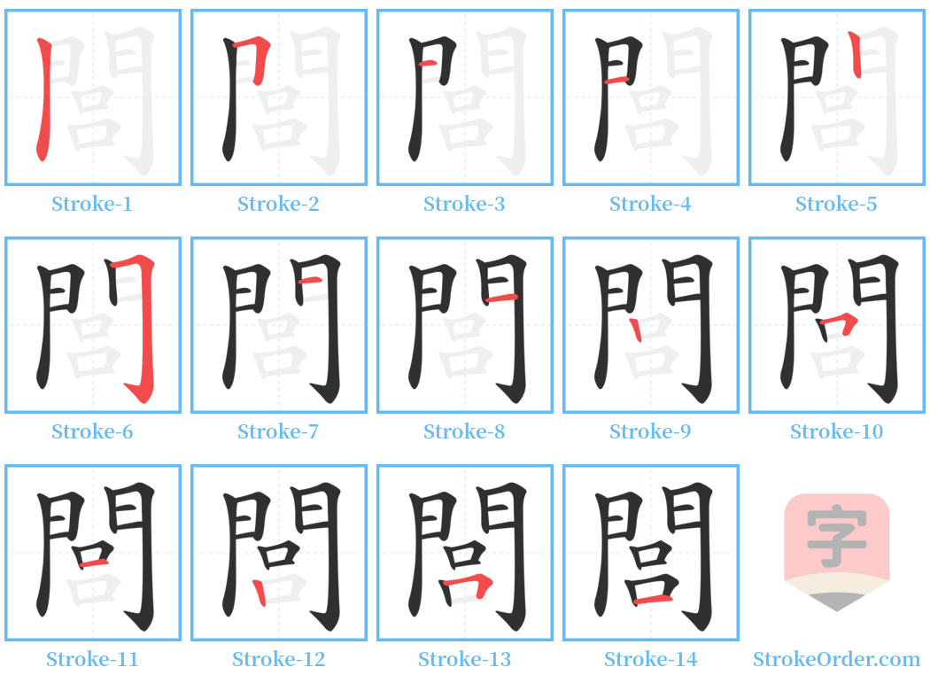 閭 Stroke Order Diagrams