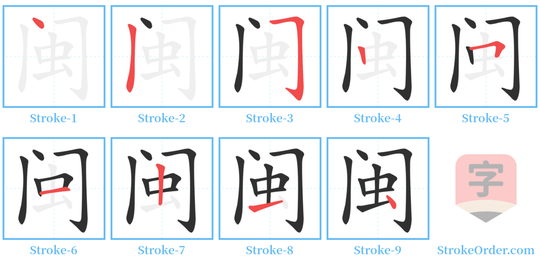 闽 Stroke Order Diagrams