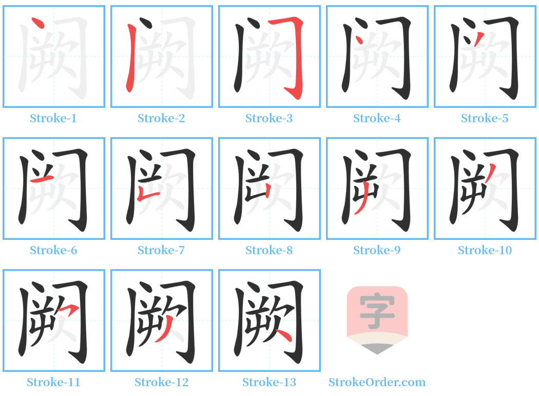 阙 Stroke Order Diagrams