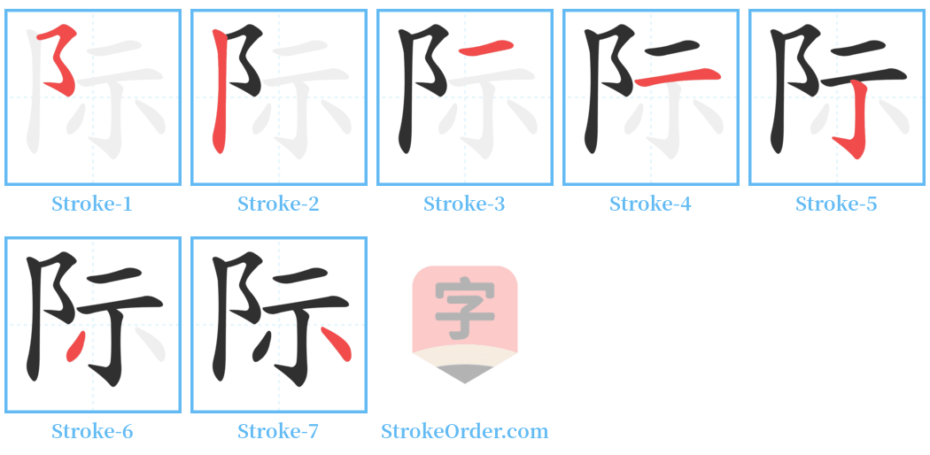 际 Stroke Order Diagrams
