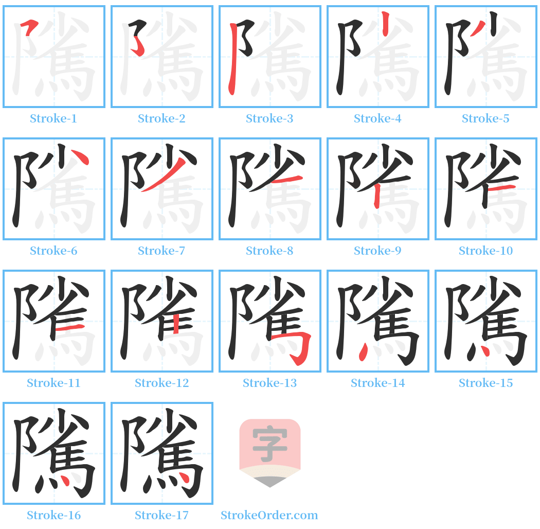 隲 Stroke Order Diagrams