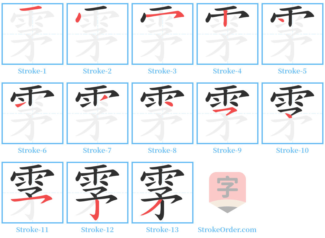 雺 Stroke Order Diagrams