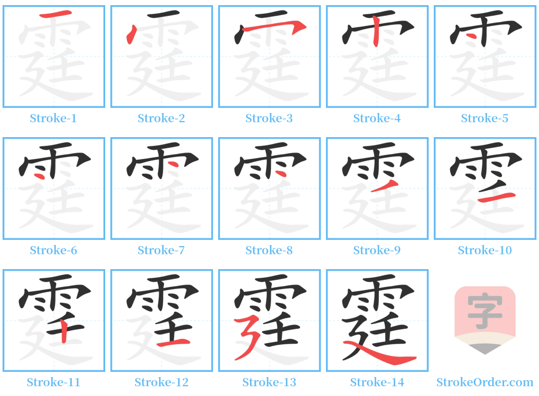 霆 Stroke Order Diagrams