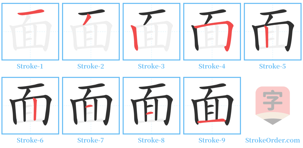 面 Stroke Order Diagrams