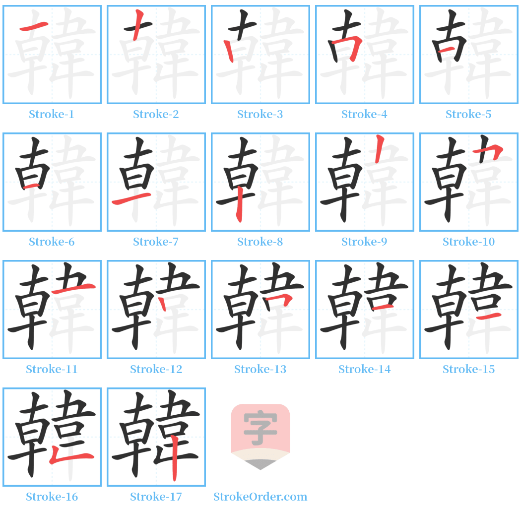 韓 Stroke Order Diagrams