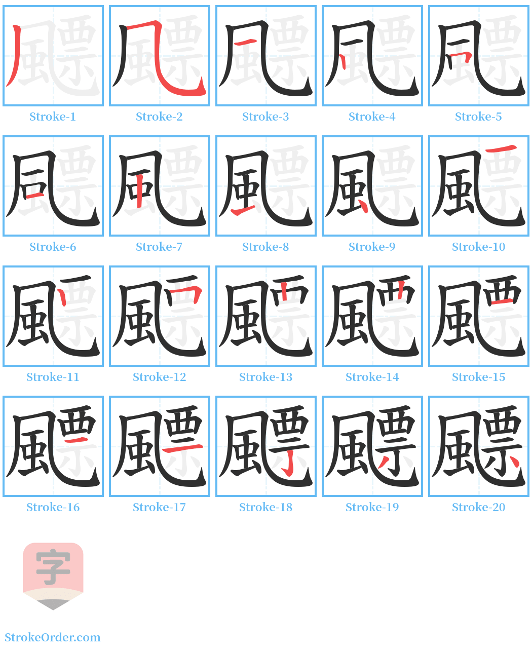 飃 Stroke Order Diagrams