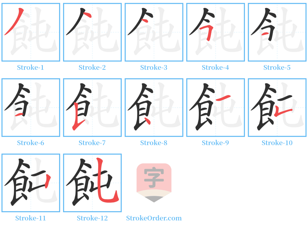 飩 Stroke Order Diagrams